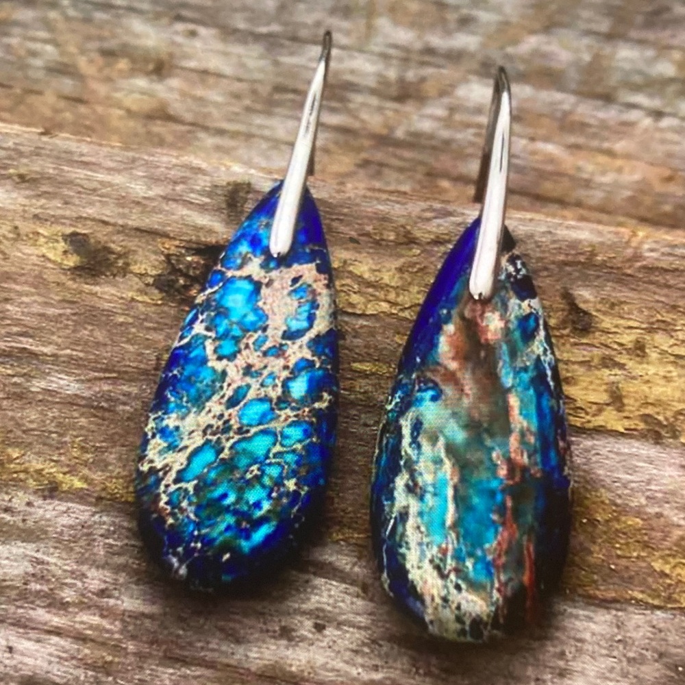 Vibrant Blue and Silver Teardrop Earrings
